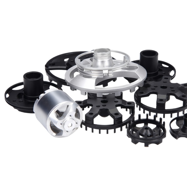Aluminum Motor Hub with Black Polymer Sprocket Gears