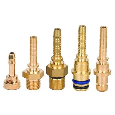 Brass Hose Barb Fittings with Hex Nuts, Six-Size