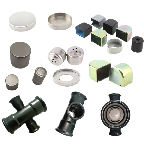 Assorted Deep Drawn Caps Plugs and T-Fittings