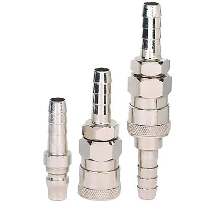 Nickel-Plated Barb Hose Fittings, Three-Piece