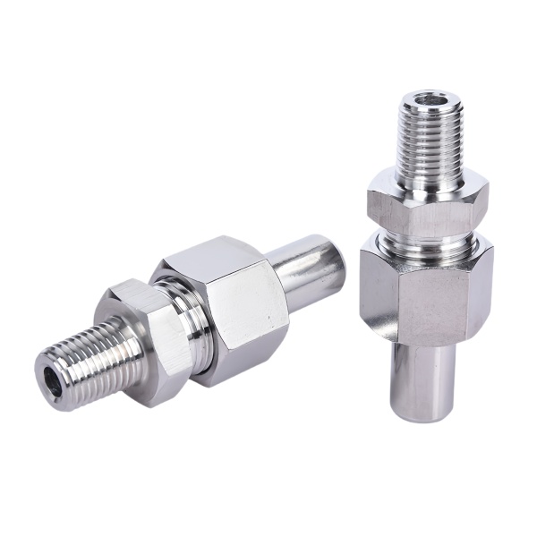 Stainless Steel CNC Machined Bulkhead Threaded Fittings